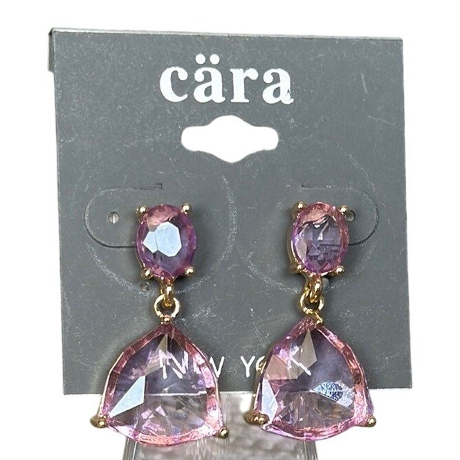 New Nordstrom Cara Lilac Purple Crystal And Gold Tone Elegant Drop Earrings 7$